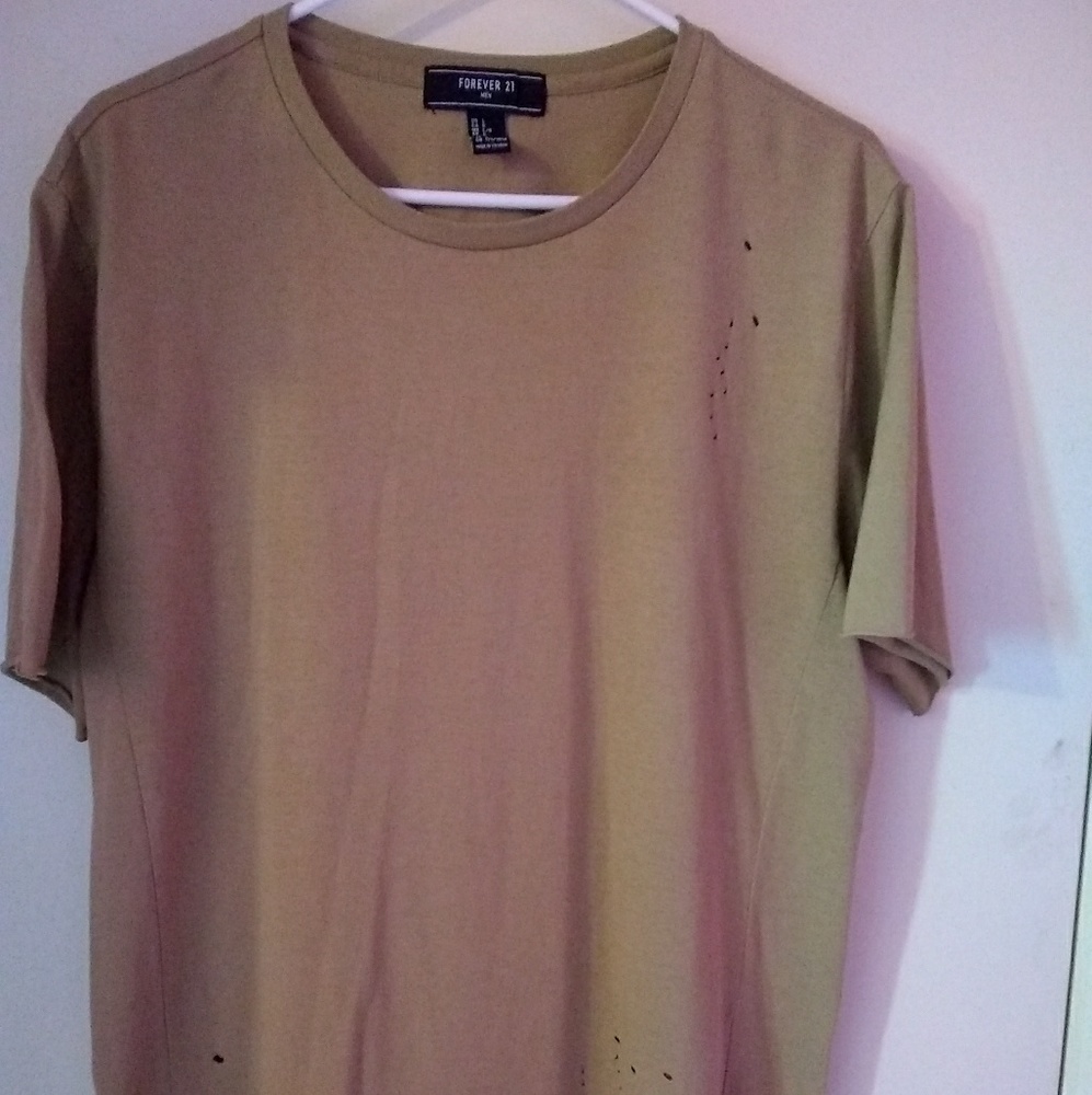Tan distressed tee